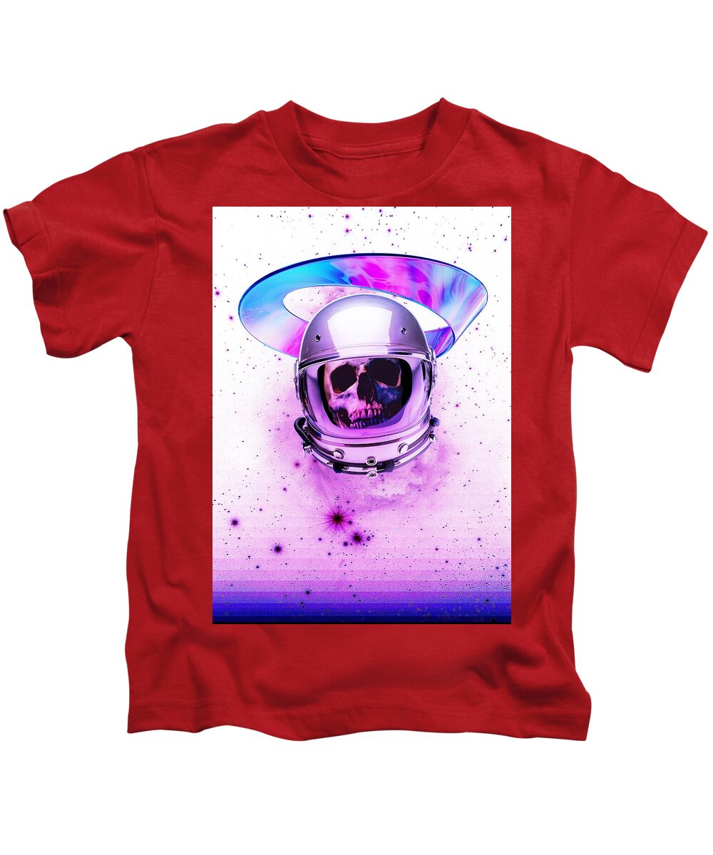Astronaut Skeleton Skull In Subspace - Kids T-Shirt