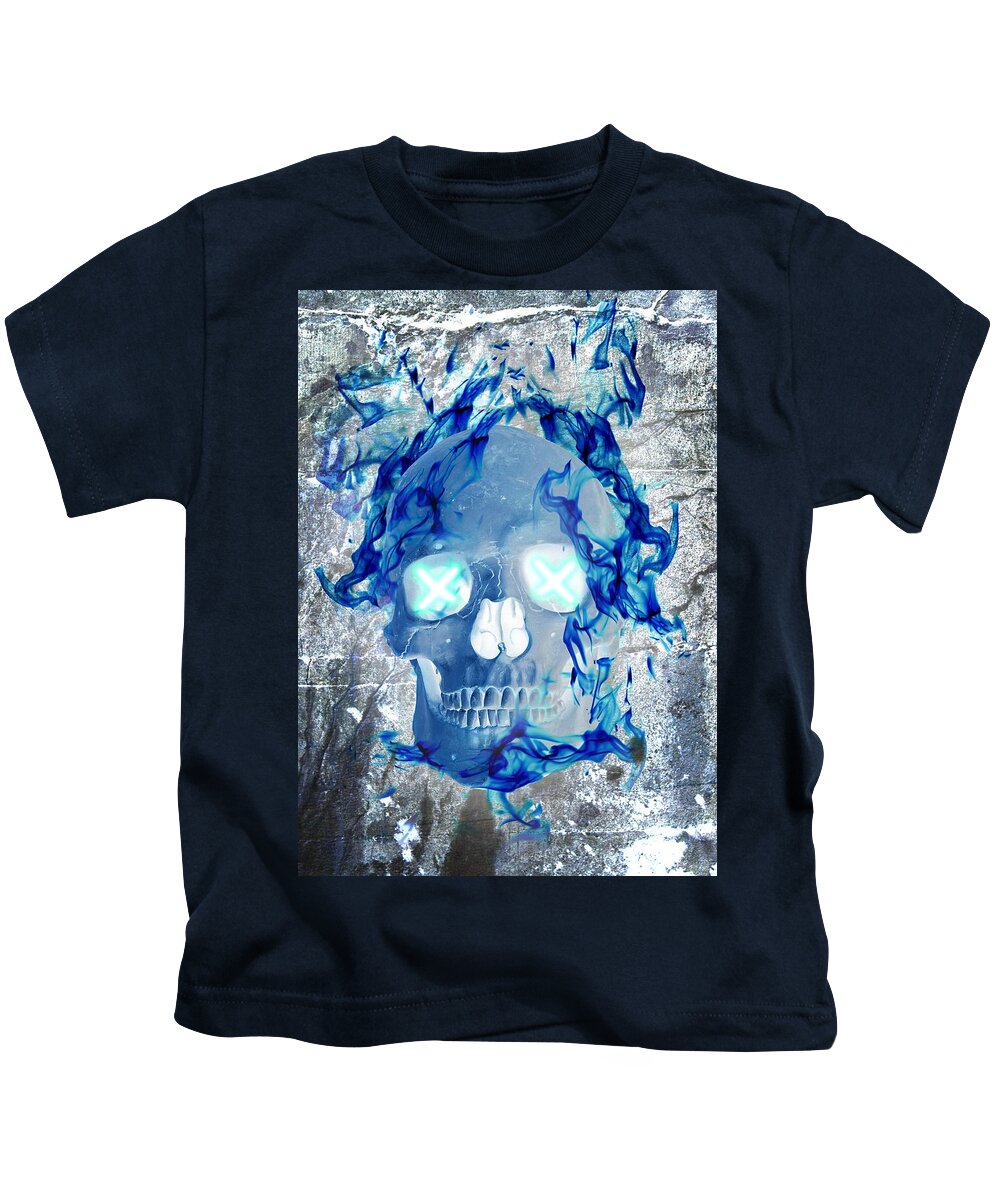 Blue Flame Skull - Kids T-Shirt