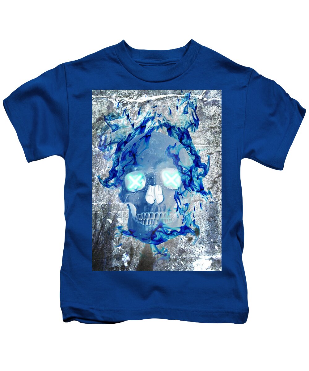 Blue Flame Skull - Kids T-Shirt