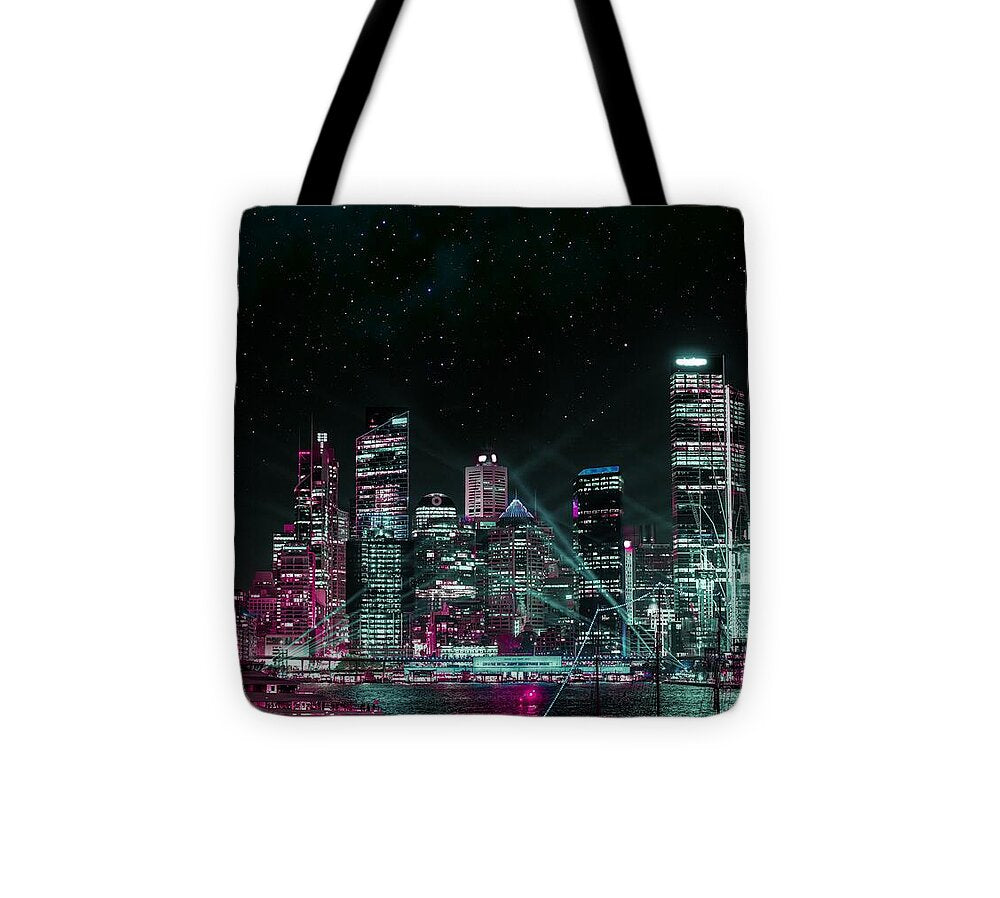 Cyberpunk Harbor Buildings - Tote Bag