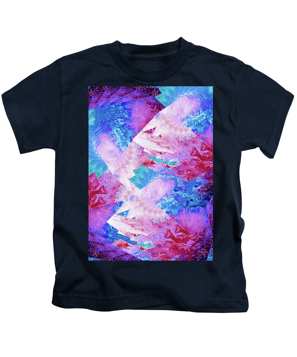 Trippy Pink and Blue Fractal - Kids T-Shirt