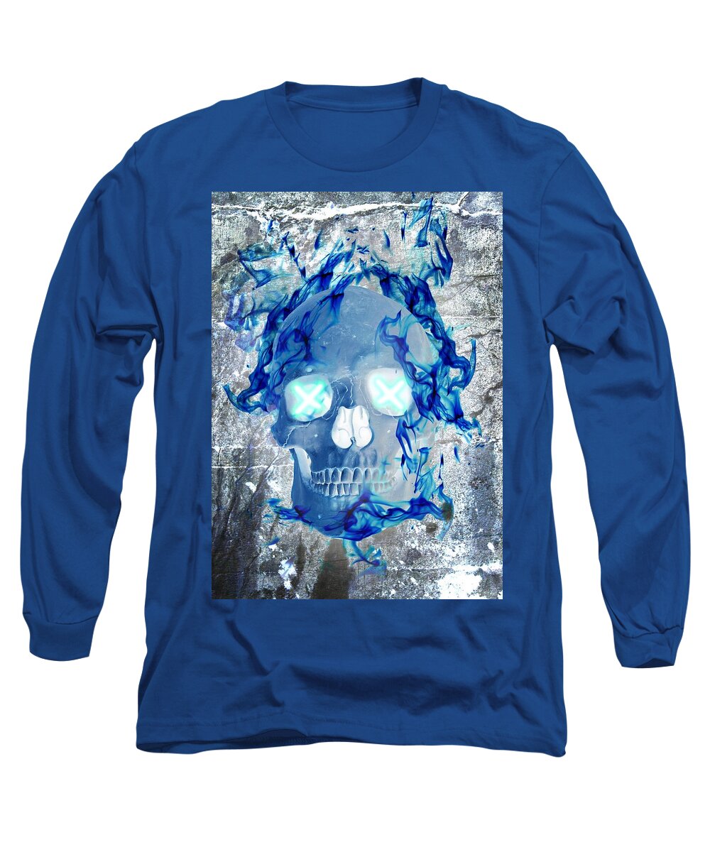 Blue Flame Skull - Long Sleeve T-Shirt