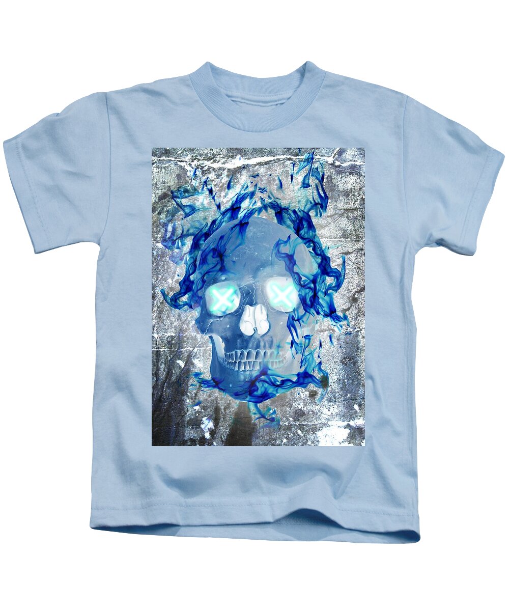 Blue Flame Skull - Kids T-Shirt