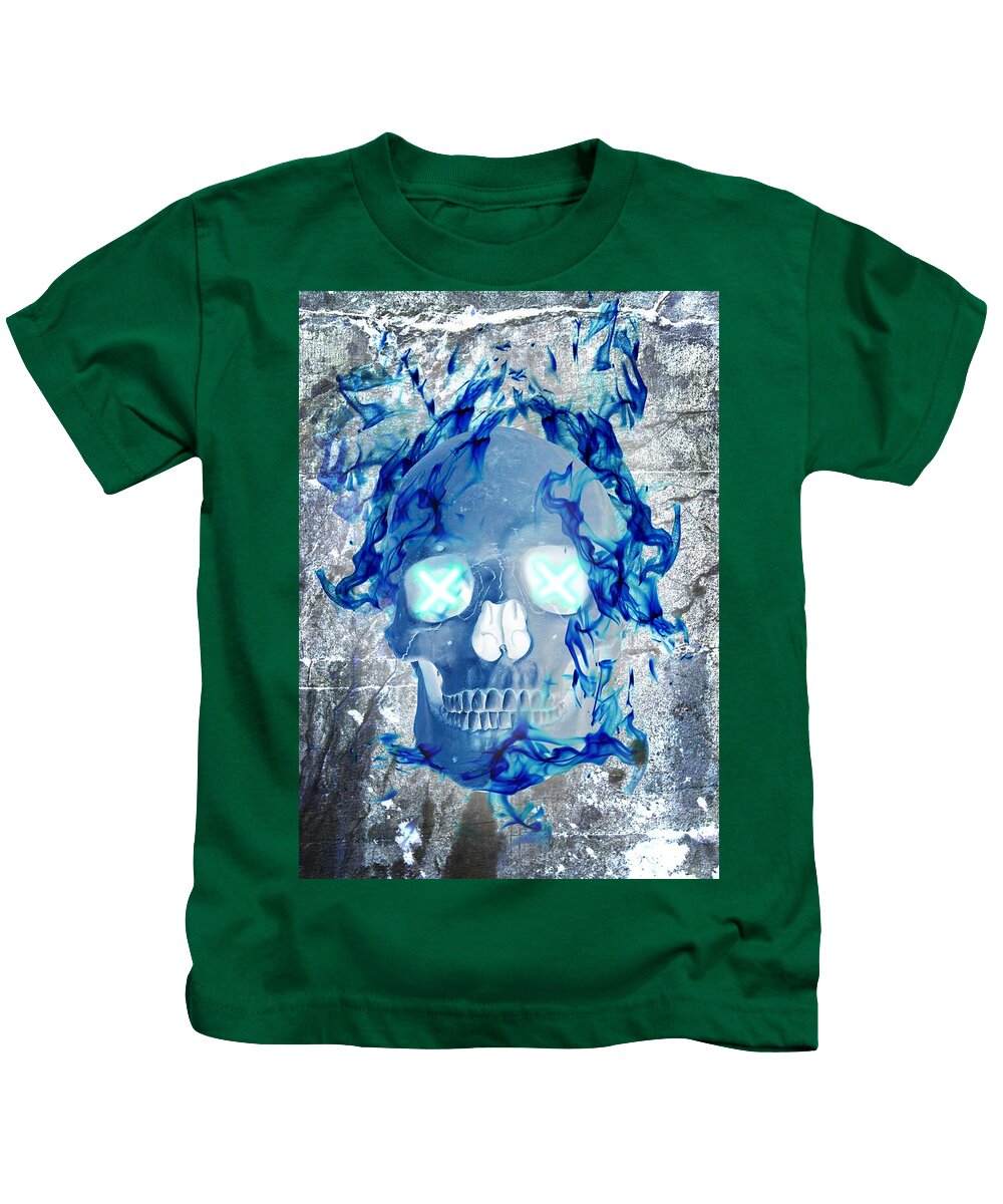 Blue Flame Skull - Kids T-Shirt
