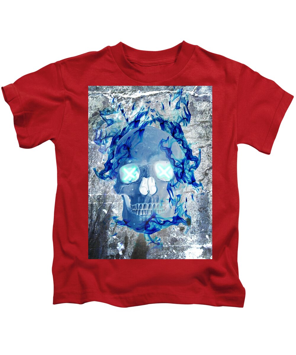 Blue Flame Skull - Kids T-Shirt