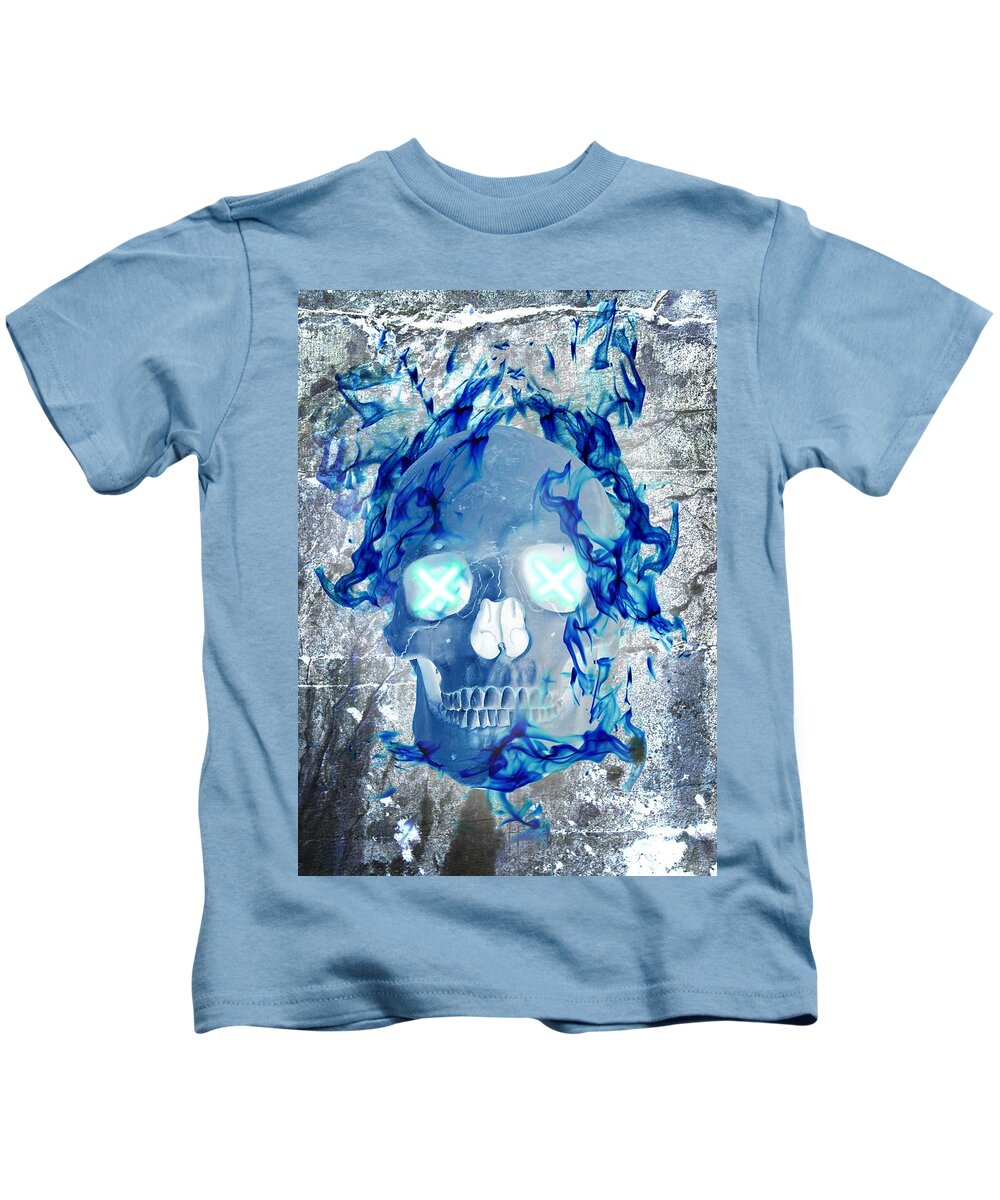 Blue Flame Skull - Kids T-Shirt