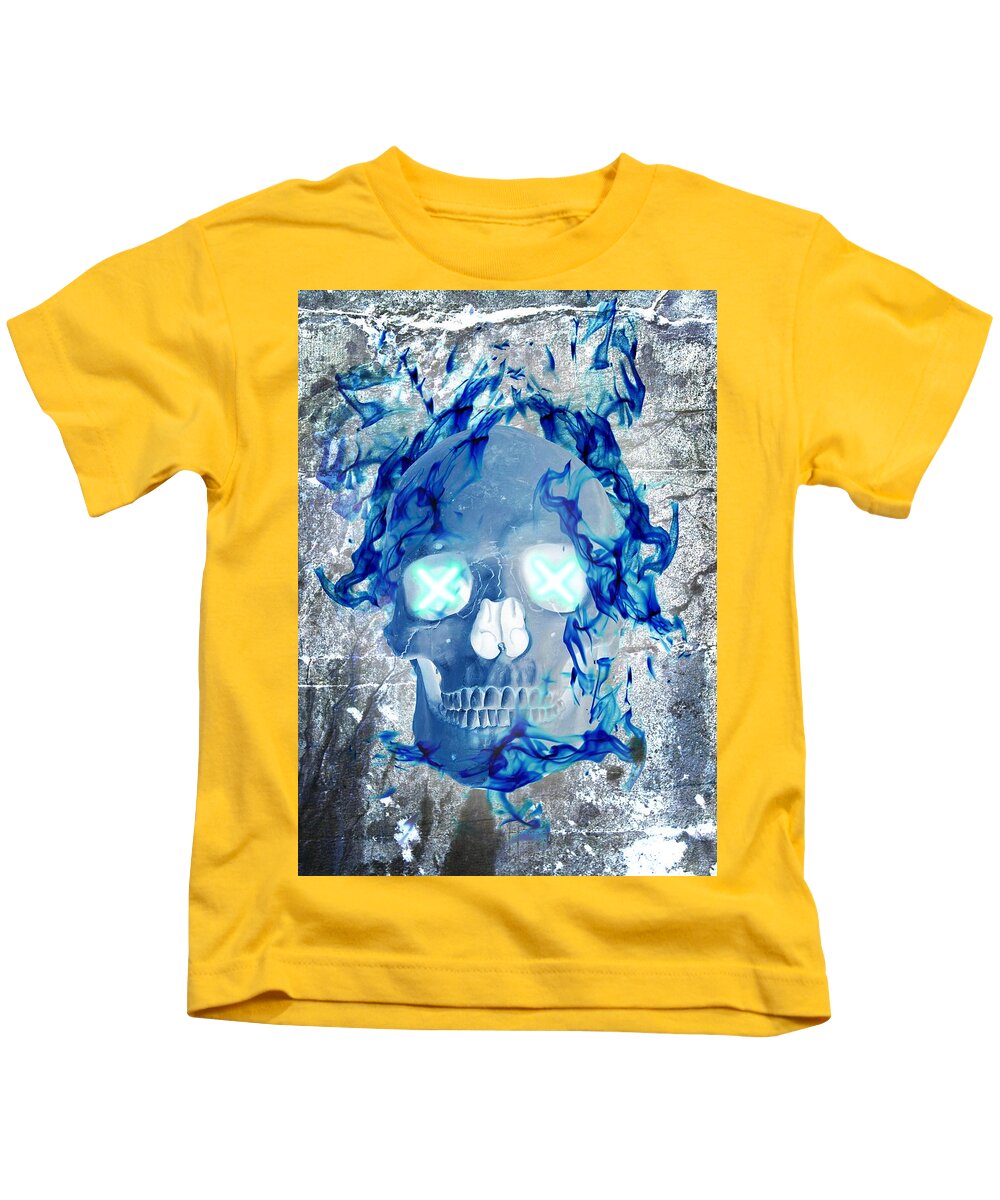 Blue Flame Skull - Kids T-Shirt