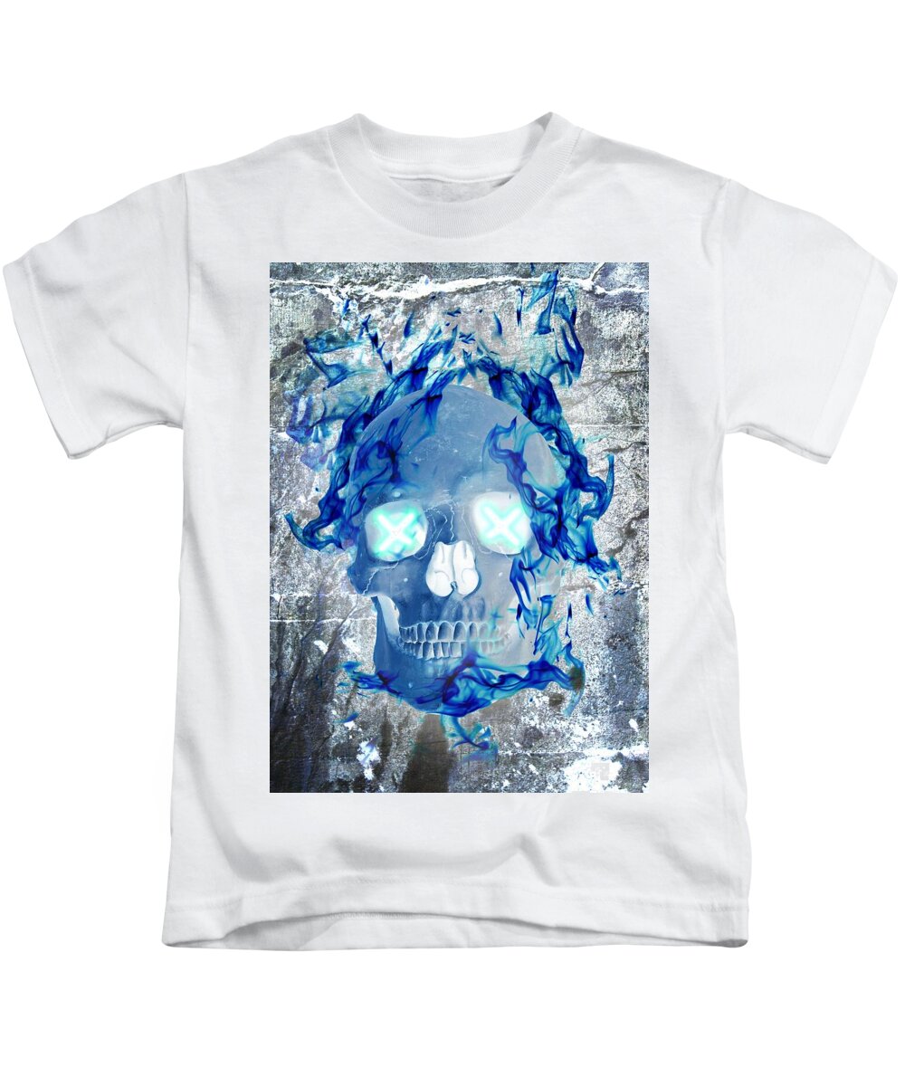 Blue Flame Skull - Kids T-Shirt