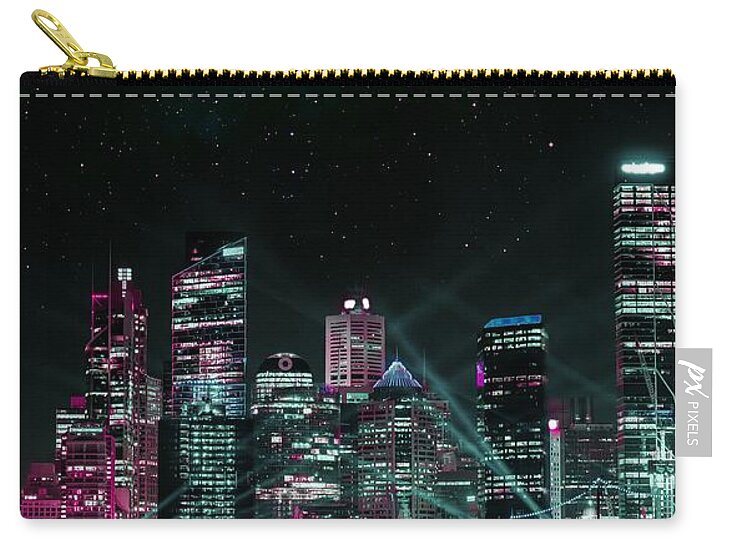 Cyberpunk Harbor Buildings - Zip Pouch
