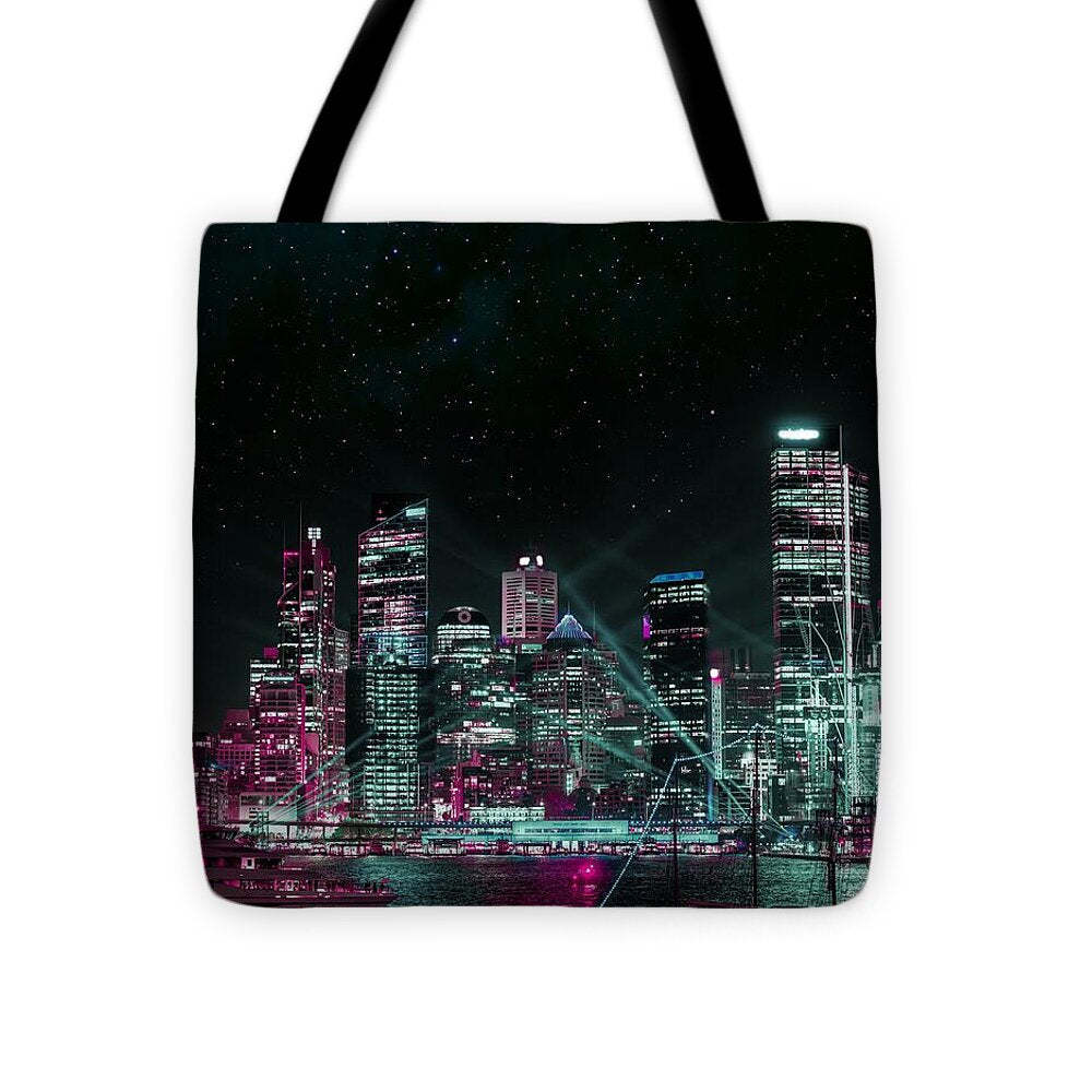 Cyberpunk Harbor Buildings - Tote Bag