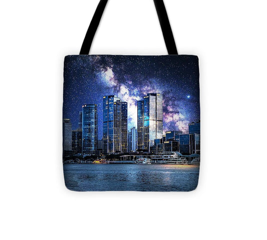 Space Cityscape On The Shore - Tote Bag