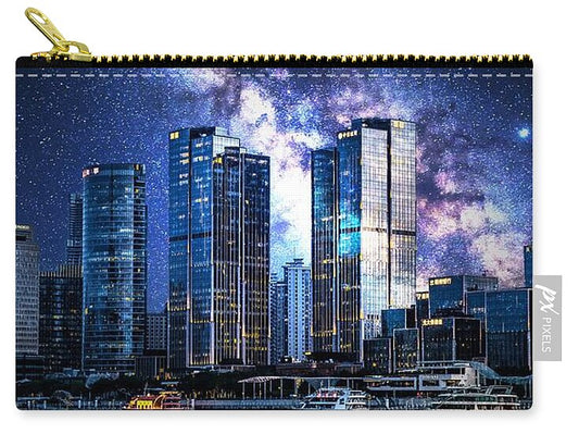 Space Cityscape On The Shore - Zip Pouch