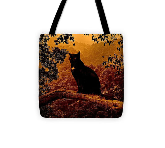 Spooky Cat in Tree - Tote Bag
