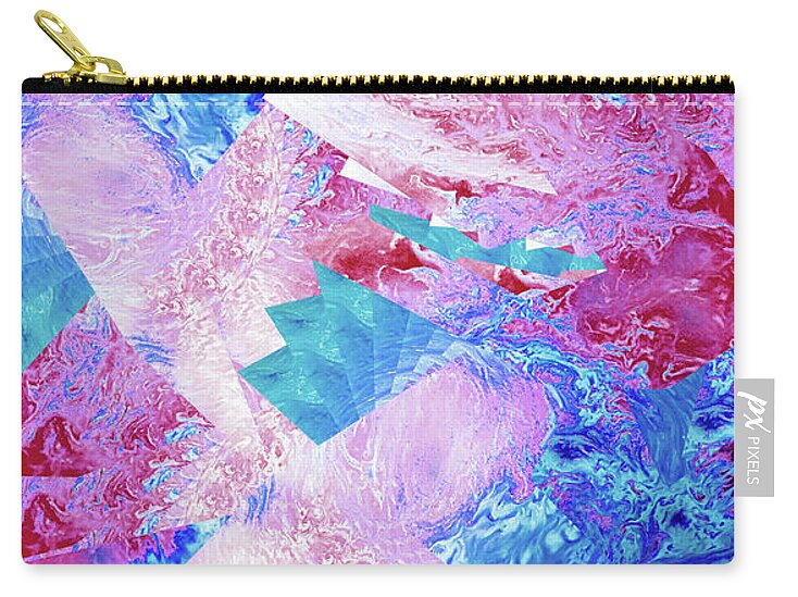 Trippy Pink and Blue Fractal - Zip Pouch
