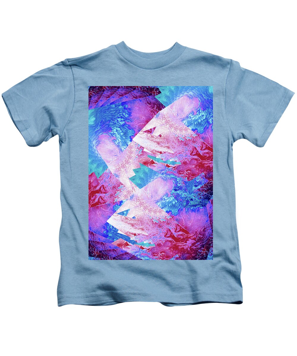 Trippy Pink and Blue Fractal - Kids T-Shirt
