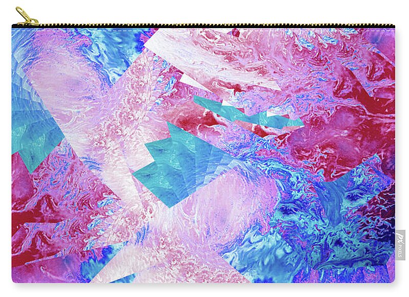 Trippy Pink and Blue Fractal - Zip Pouch