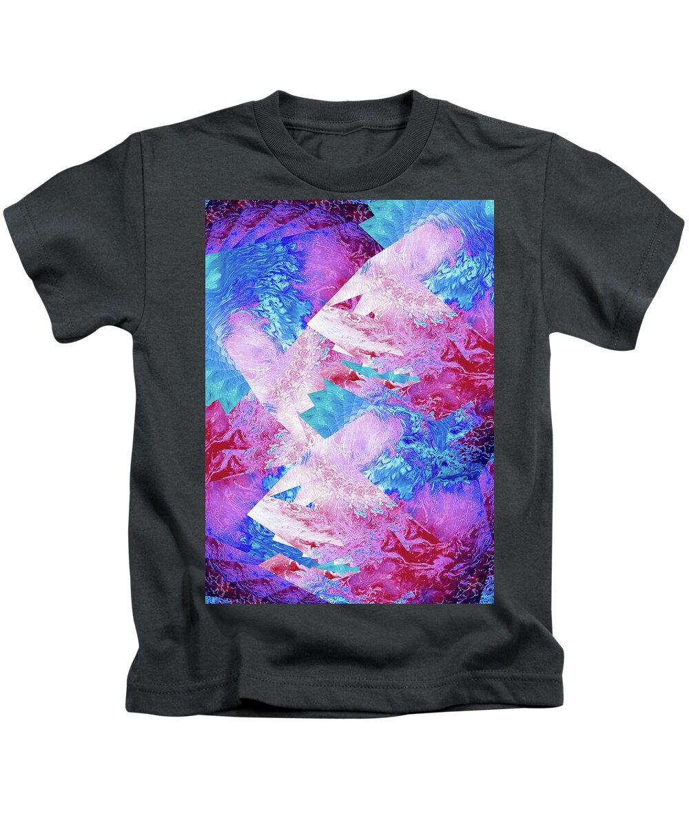 Trippy Pink and Blue Fractal - Kids T-Shirt