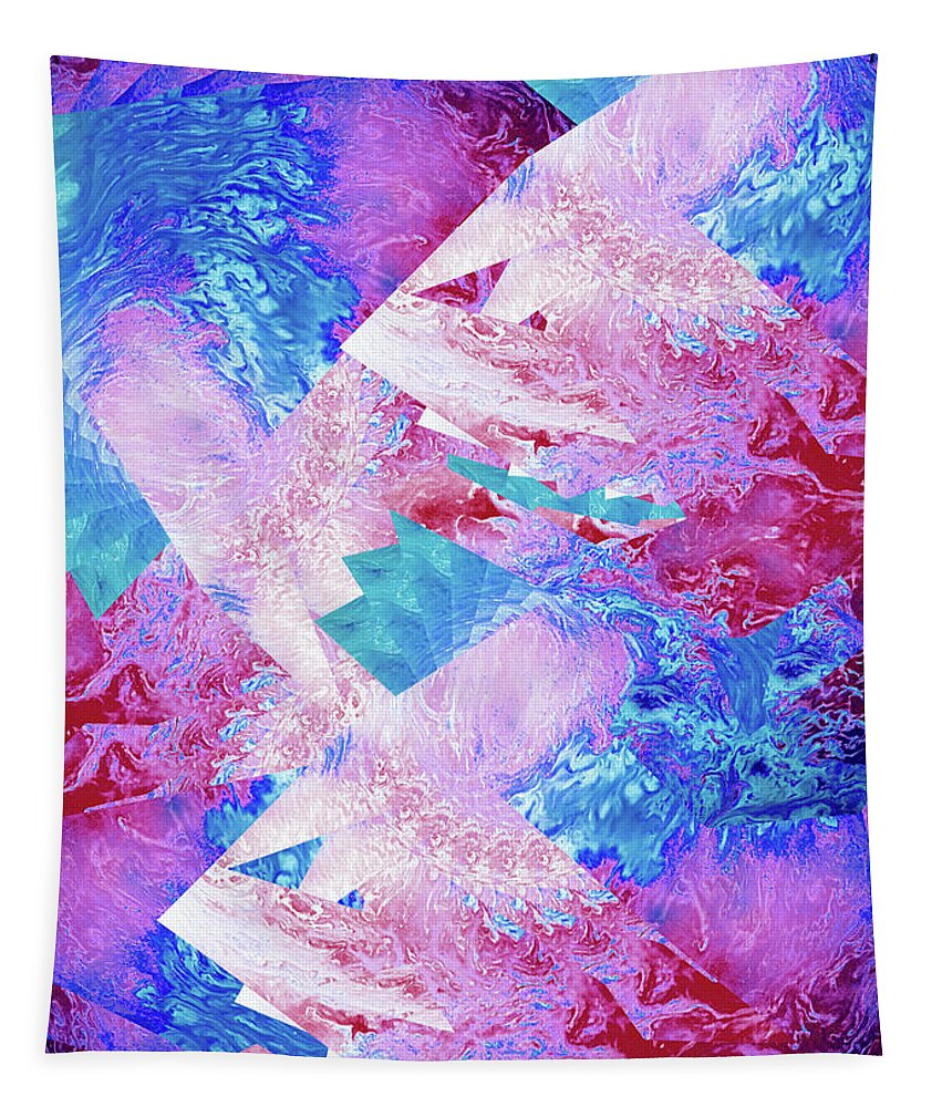Trippy Pink and Blue Fractal - Tapestry